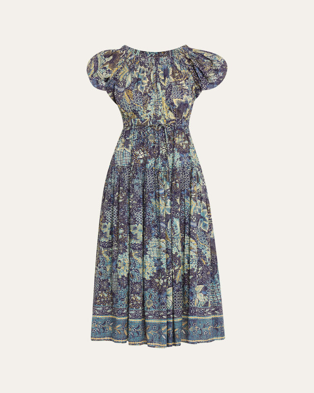 Abigail Puff-Sleeve Midi Dress